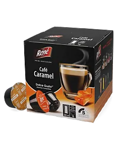 Caf&eacute; Ren&eacute; Caf&eacute; Caramel Packung und Kapsel f&uuml;r Dolce Gusto
