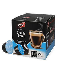 Caf&eacute; Ren&eacute; Decaffeinato Packung und Kapsel f&uuml;r Dolce Gusto
