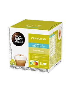 Nescaf&eacute; Cappuccino Skinny & Unsweetened Packung und Kapsel f&uuml;r Dolce Gusto

