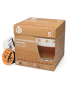 Kaffekapslen Latte Macchiato Caramel Packung und Kapsel f&uuml;r Dolce Gusto
