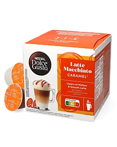 Nescaf&eacute; Latte Macchiato Caramel package and capsule for Dolce Gusto