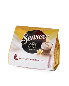 Senseo Cafe Latte Vanilla package and pods for Senseo