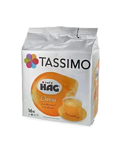 Caf&eacute; Hag Crema Decaf package and capsule for Tassimo