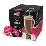 Café René Café Au Lait Packung und Kapsel für Dolce Gusto
