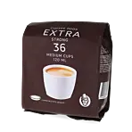 Kaffekapslen Extra Strong 36 package and pods for Senseo